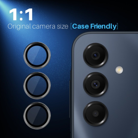 Защитное стекло NORTHJO Glitter Camera Lens Protector Tempered Glass Metal Ring на Samsung Galaxy A16 5G - черное
