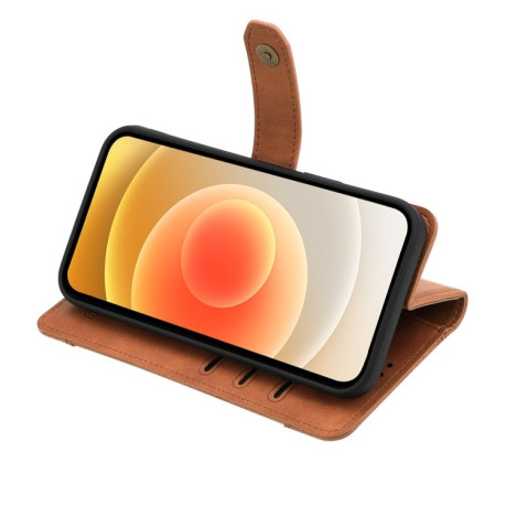 Чехол-книжка Copper Buckle Craft для Samsung Galaxy S22 Ultra 5G - коричневый