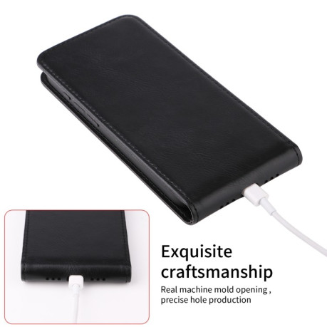 Флип-чехол Vertical Flip Leather Phone Case with Card Slot для Motorola Moto G85 5G / S50 Neo 5G - черный