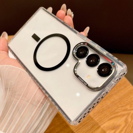 Протиударний чохол Transparent MagSafe Phone Case with Lens Film  для Samsung Galaxy S25 5G - чорний