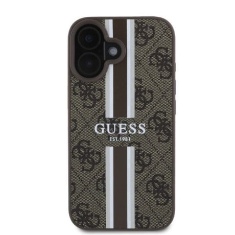 Оригинальный чехол Guess 4G Printed Stripes MagSafe для iPhone 16 - Brown