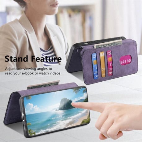 Чохол-книжка CaseNeo MagSafe RFID Anti-theft Retro Leather на OPPO Reno15 F 5G — фіолетовий