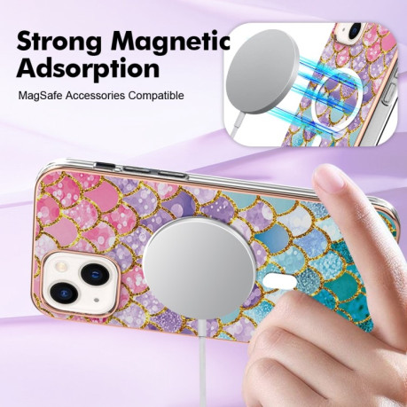 Противоударный чехол Marble Pattern Dual-side IMD Magsafe для iPhone 15 - Scales