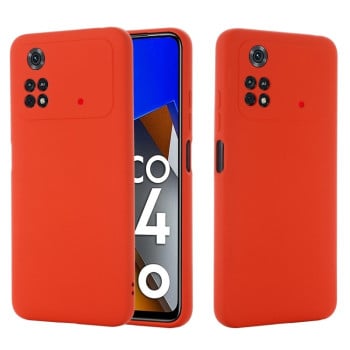 Силиконовый чехол Solid Color Liquid Silicone на Xiaomi Poco M4 Pro 4G - красный
