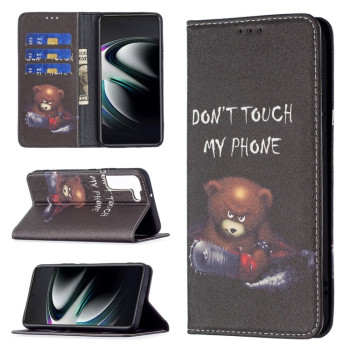 Чехол-книжка Colored Drawing Series на Samsung Galaxy S22 Plus 5G - Bear