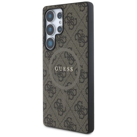 Оригінальний чохол Guess Leather 4G Colored Ring Classic Logo MagSafe для Samsung Galaxy S25 Ultra - Brown