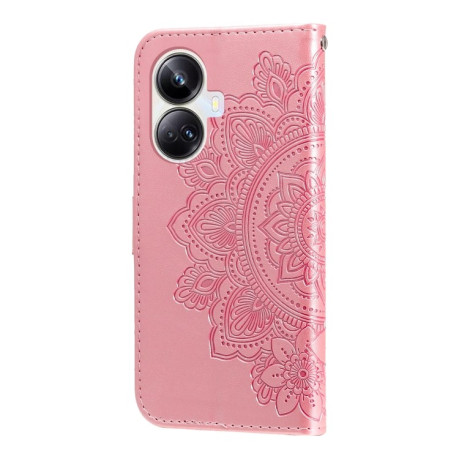 Чехол-книжка 7-petal Flowers Embossing для Realme 10 Pro+ 5G - розовое золото