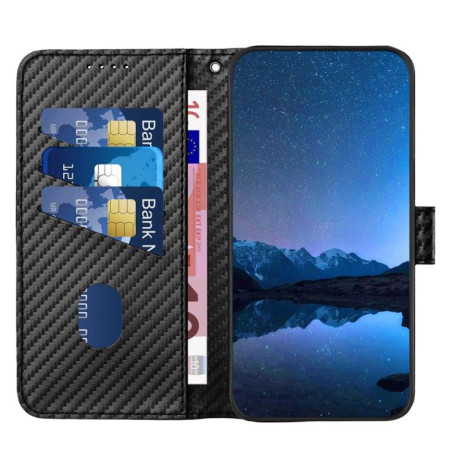 Чехол-книжка Carbon Fiber Texture на Realme GT7 Pro - черный