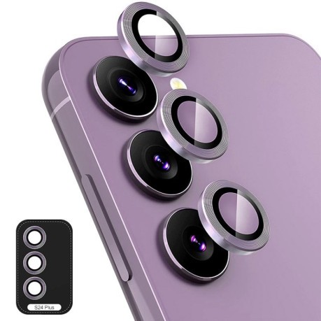 Защитное стекло на камеру ENKAY Aluminium для Samsung Galaxy S24+ 5G - фиолетовое