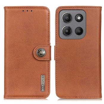 Чехол-книжка KHAZNEH Cowhide Texture на Motorola Moto G15 4G / G05 - коричневый