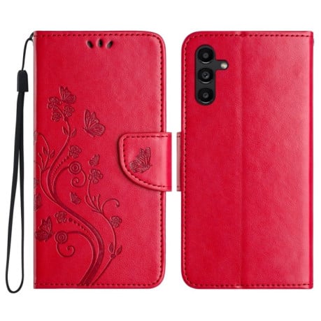 Чохол-книжка Butterfly Flower Pattern для Samsung Galaxy A05s - червоний