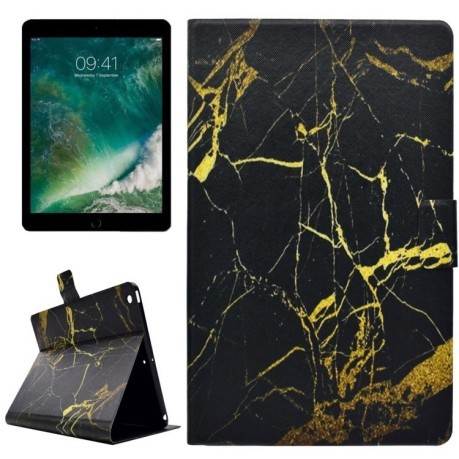 Чохол-книга чорний Gold Marble Silikon для iPad 9.7 2017/2018
