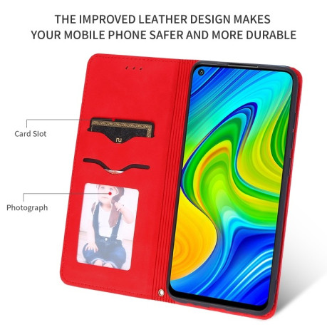 Чехол-книжка Retro Skin Feel Business Magnetic на Redmi 10X / Note 9 - красный