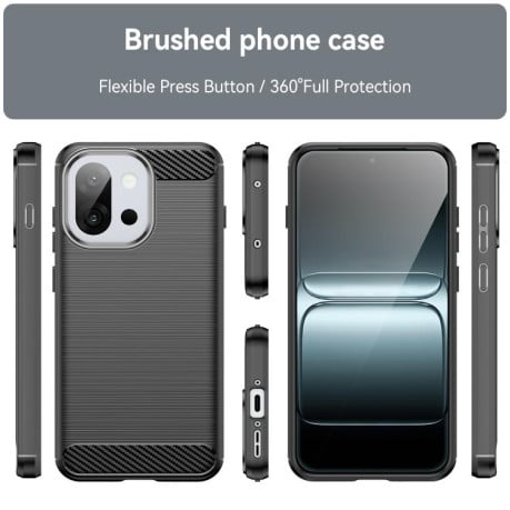 Противоударный чехол Brushed Texture Carbon Fiber на OnePlus 13T - черный