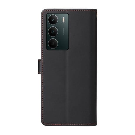 Чехол-книжка Six Card Slots Buckle Leather with Lanyard на Realme C75 - черный