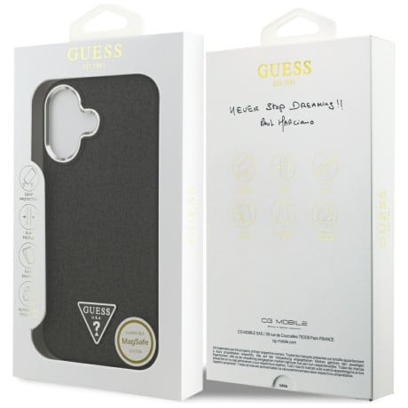 Оригінальний чохол Guess Glitter Triangle Logo з MagSafe на iPhone 17 - Black