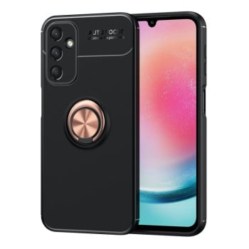 Ударозащитный чехол Metal Ring Holder для Samsung Galaxy A24 4G - черно-золотой