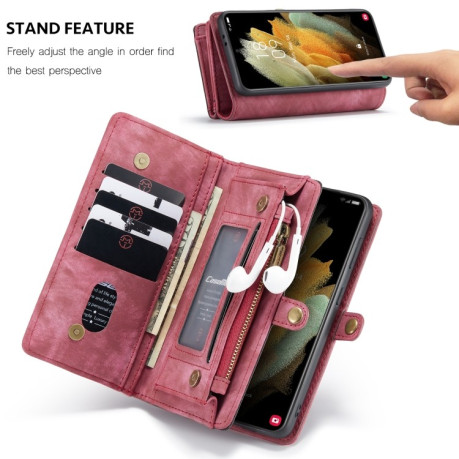Чохол-гаманець CaseMe 008 Series Zipper Style на Samsung Galaxy S21 - червоний