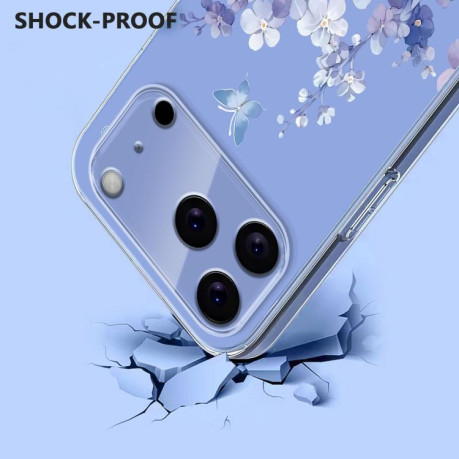 Чехол Flower Pattern Painted для iPhone 17 Pro Max - фиолетовый