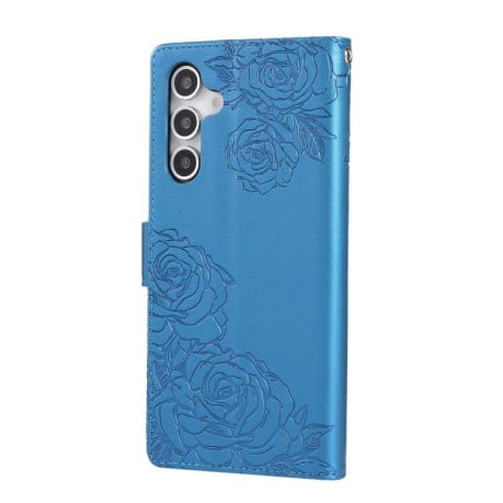 Чохол-книжка з тисненням Роза на Samsung Galaxy S25 FE 5G - синій