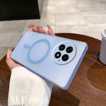 Противоударный чехол матовый Ice Fog Fine Hole с MagSafe для OnePlus 13 - синий