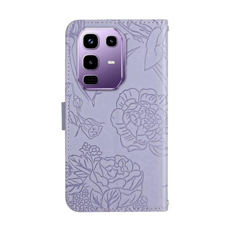 Чехол-книжка Skin Feel Butterfly Embossed для Infinix Note 50 Pro+ 5G - фиолетовый