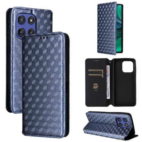 Чехол-книжка Stylus Cubic Grid Texture Flip Leather для Motorola Edge 60 - синий