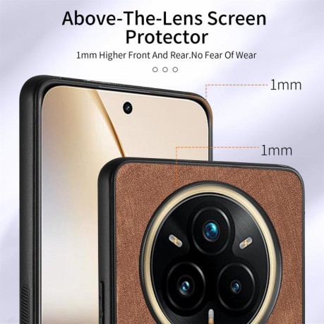 Чехол Retro Skin-feel Ring Card Wallet для Realme 13+/13 Pro/13 Pro+ - коричневый