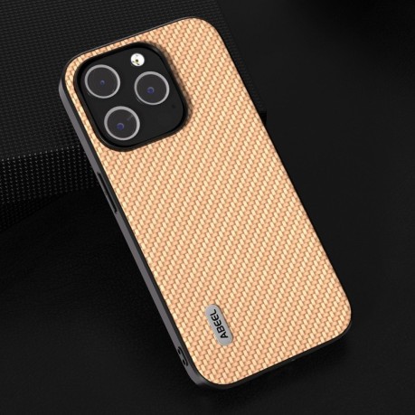 Ударозащитный чехол ABEEL Carbon Fiber на iPhone 15 Pro - желтый