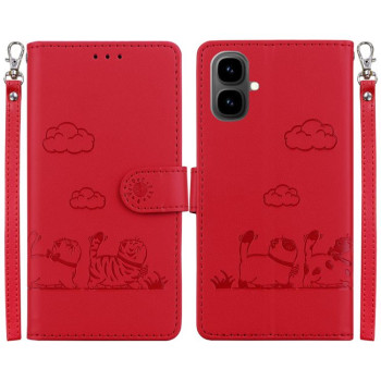 Чехол-книжка Cute Cats RFID Leather на Tecno Pop 10 / Spark Go 2 4G — красный