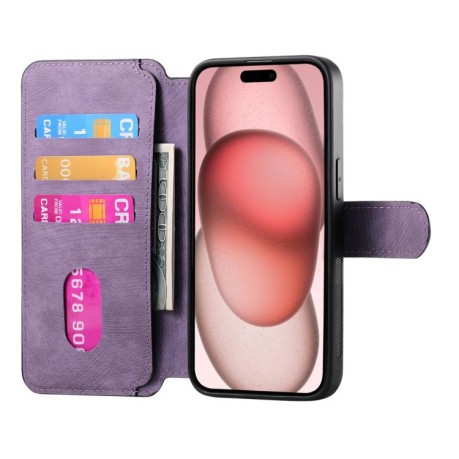 Чехол-книжка CaseNeo MagSafe RFID Anti-theft Retro Leather для iPhone 16e - фиолетовый