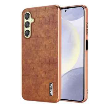 Чохол AZNS металізована рамка Electroplated Frame фактура &quot;крокодил&quot; на Samsung Galaxy A16 5G - коричневий