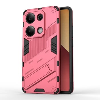Противоударный чехол Punk Armor с подставкой на Xiaomi Redmi Note 13 Pro 4G / POCO M6 Pro 4G   - светло-красный