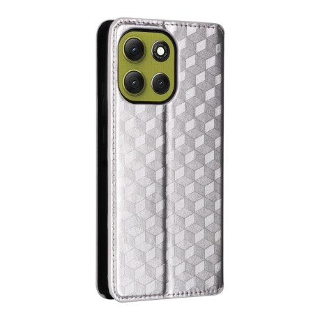 Чохол-книжка Cubic Grid Calf Texture для Motorola Moto G86 Power 5G - сріблястий