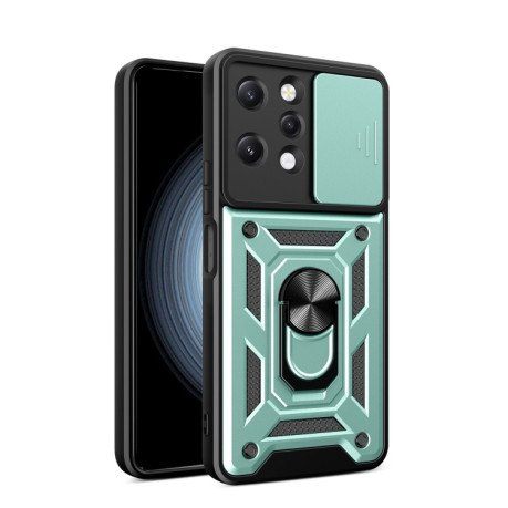 Противоударный чехол Camera Sliding для Xiaomi Redmi 12 - зеленый
