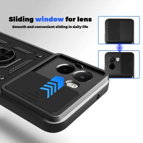 Противоударный чехол Sliding Camshield на Xiaomi Poco M7 4G 169mm - черный