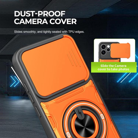 Противоударный чехол со шторкой камеры Sliding Camshield и кольцом-подставкой на OPPO Reno15 Pro Max 5G Global — красный