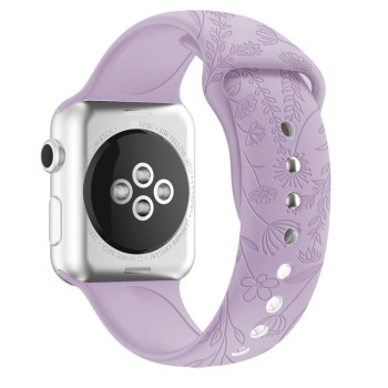 Ремешок Butterflies Love Flower Embossing для Apple Watch 10 46mm/Ultra 49mm / Series 8/7 45mm / 44mm / 42mm - фиолетовый