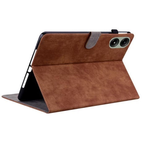Чехол-книжка Embossed Tiger Pattern Leather для Xiaomi Redmi Pad 2 / Xiaomi Redmi Pad SE 11 2025 - коричневый