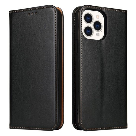 Шкіряний чохол-книжка Fierre Shann Genuine leather на iPhone 12 Pro Max - чорний