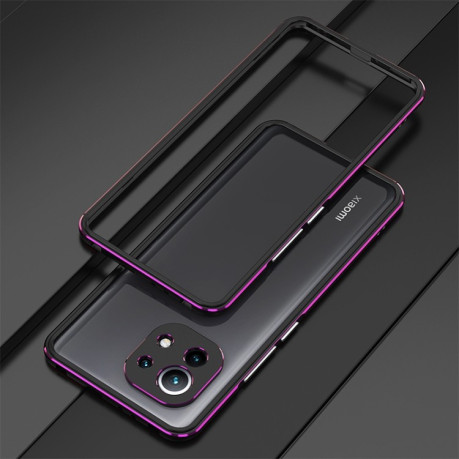 Металлический бампер Aurora Series для Xiaomi Mi 11 - черно-фиолетовый