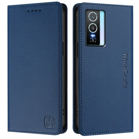 Чохол-книжка RC01 Dual-Folded Magnetic Suction RFID Leather на Vivo Y76 5G - синій