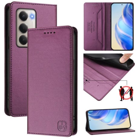 Чехол-книжка RC01 Dual-Folded Magnetic Suction RFID на Xiaomi Redmi 15 5G / 4G EU 171mm - фиолетовый