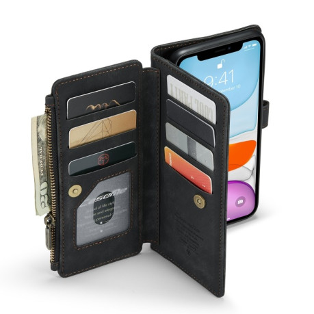 Кожаный чехол-кошелек CaseMe-C30 для iPhone 11 - черный