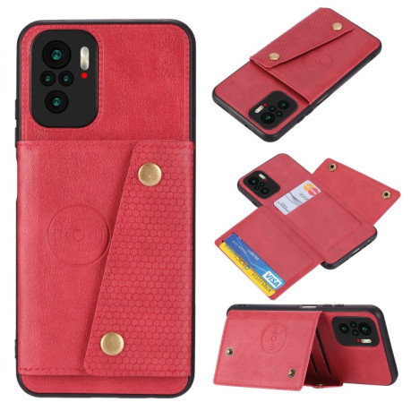 Противоударный чехол Magnetic with Card Slots на Xiaomi Redmi Note 10/10s/Poco M5s - красный