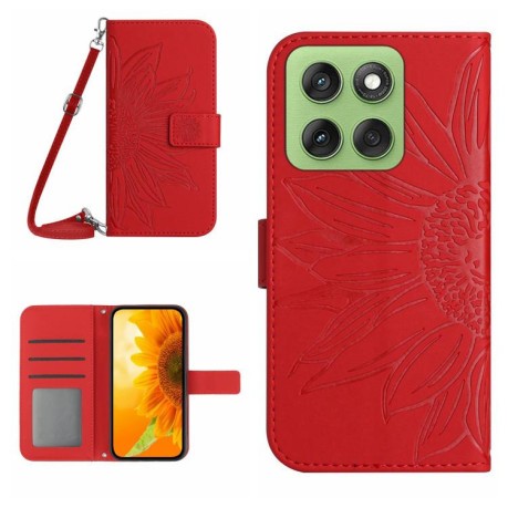 Чехол-книжка Skin Feel Sun Flower для Motorola Edge 60 5G - красный