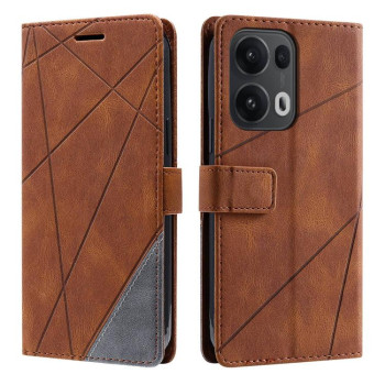 Чехол-книжка Skin Feel Splicing для OPPO Reno13 Pro 5G - коричневый