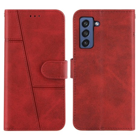 Чехол-книжка Stitching Calf Texture для Samsung Galaxy S21 FE - красный