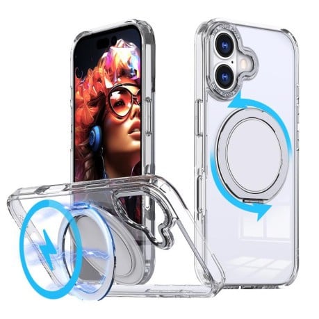 Чехол Kalebol с подставкой 360 и MagSafe на iPhone 17 - прозрачный