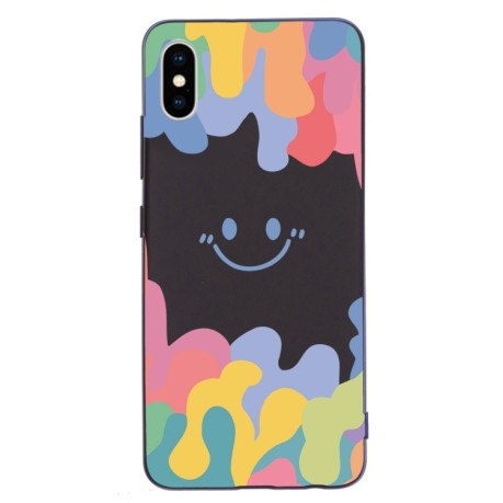 Противоударный чехол Painted Smiley Face для iPhone XR - черный